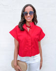 Timeless Touch Collar Top-Red