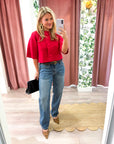Oxford Knit Jacket-Red