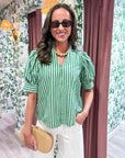 Sweetheart Puff Sleeve Top-Green
