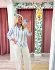 Everly Stripe Top-Blue