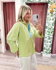 Isabella Stripe Collared Top-Yellow