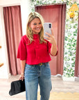 Oxford Knit Jacket-Red