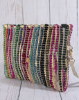 Rainbow Metallic Stripe Clutch Bag