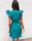 Ocean Bliss Flutter Sleeve Mini Dress