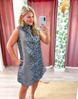 Huntress Jacquard Mini Dress-Blue
