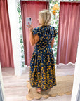 Clara Floral Puff Sleeve Midi Dress