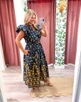 Clara Floral Puff Sleeve Midi Dress