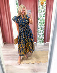 Clara Floral Puff Sleeve Midi Dress