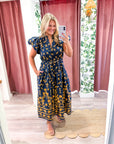 Clara Floral Puff Sleeve Midi Dress