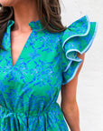 Ocean Bliss Flutter Sleeve Mini Dress
