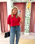 Oxford Knit Jacket-Red