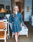 Darling Daydream Floral Mini Dress-Teal