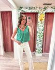 Breton Twisted Bubble Top-Emerald/Blush