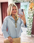 Isabella Stripe Collared Top