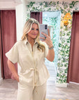 Elevated Travel Drawstring Top