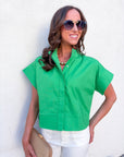 Timeless Touch Collar Top-Green