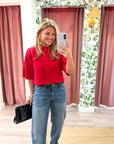 Oxford Knit Jacket-Red