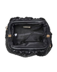 Tate Woven Frame Clutch-Black