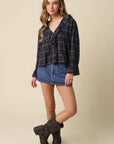 Lena Ruffle Plaid Blouse Top