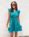 Ocean Bliss Flutter Sleeve Mini Dress