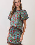 Bloom & Feather Trim Top
