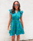 Ocean Bliss Flutter Sleeve Mini Dress