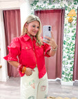Seaside Zipper Front Jacket-Red