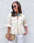 Seaside Zipper Front Jacket-Cream