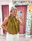Estelle Pleated Balloon Top-Mustard
