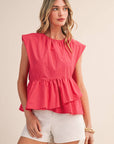 Sunday Melody Peplum Top-Teaberry