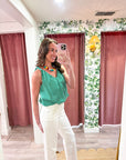 Breton Twisted Bubble Top-Emerald/Blush