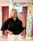 Spring Reset Eyelet Cropped Jacket-Black