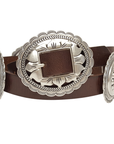 Floral Stone Concho Belt-Brown