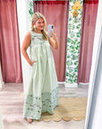 PREORDER: Desert Breeze Lace Maxi Dress-Sage