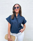 Timeless Touch Collar Top-Navy