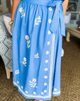 Favorite View Embroidered Skirt Set-Blue