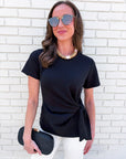 Easy On Me Knot Top-Black