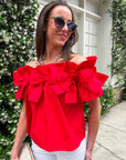 Great Night Off Shoulder Top-Red