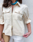 Seaside Zipper Front Jacket-Cream