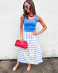 Scallop Wave Knit Top-Blue