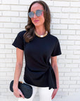 Easy On Me Knot Top-Black