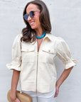 Seaside Zipper Front Jacket-Cream