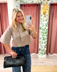 Oxford Knit Jacket-Light Mocha
