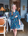 Darling Daydream Floral Mini Dress-Teal
