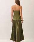 Satin Siren Maxi Dress-Olive