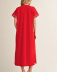 Tropical Dream Midi Dress-Tomato Red
