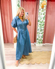 Saint Claire Denim Midi Dress