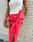 Coral Crush Midi Skirt