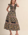 PREORDER: Sweet Spell Floral Midi Dress-Navy