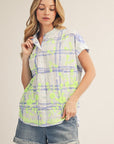 Sunset Picnic Button Down Top-Blue